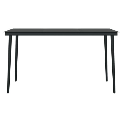 Garten-Esstisch Schwarz 140x70x74 cm Stahl und Glas