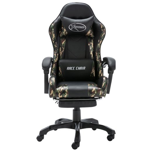 Gaming-Stuhl mit Fusttze Schwarz und Tarnmuster Kunstleder