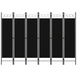 6-tlg. Raumteiler Schwarz 240 x 180 cm