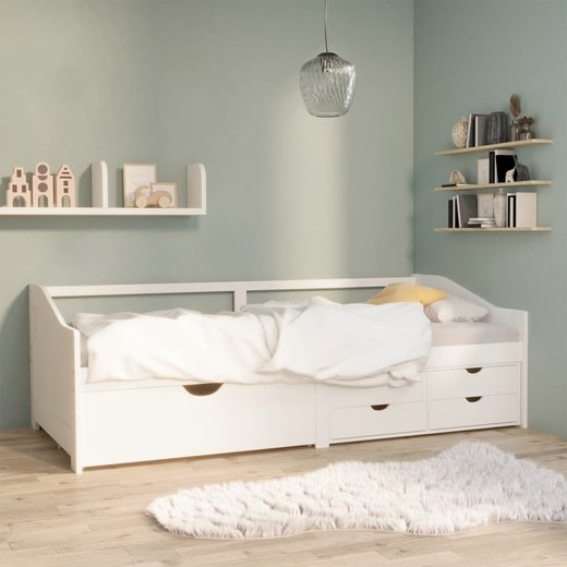 Tagesbett 3-Sitzer mit Schubladen Wei Kiefernholz 90x200 cm