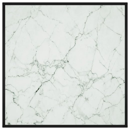 Couchtisch Schwarz mit Weiem Glas Marmor-Optik 90x90x50 cm