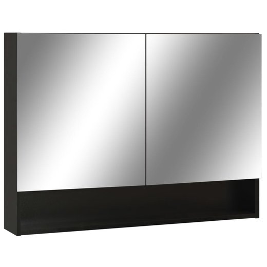 LED-Bad-Spiegelschrank Schwarz 80x15x60 cm MDF