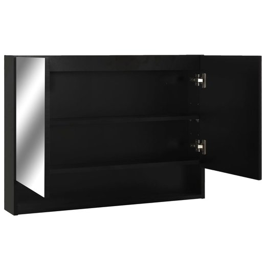 LED-Bad-Spiegelschrank Schwarz 80x15x60 cm MDF