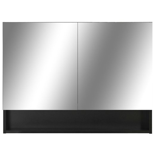 LED-Bad-Spiegelschrank Schwarz 80x15x60 cm MDF