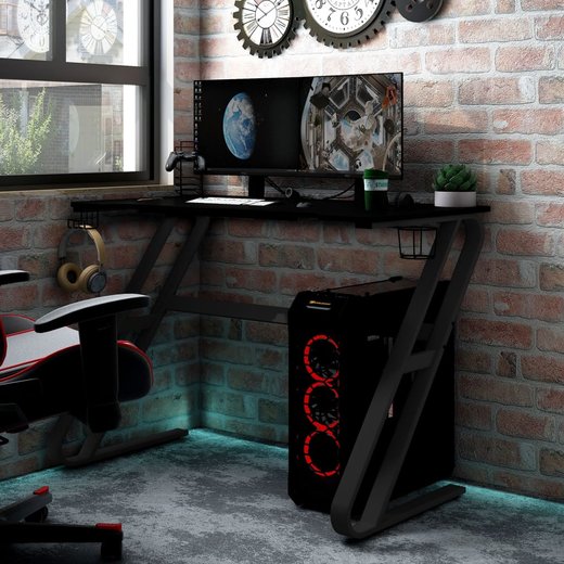 Gaming-Schreibtisch mit ZZ-Gestell Schwarz 110x60x75 cm