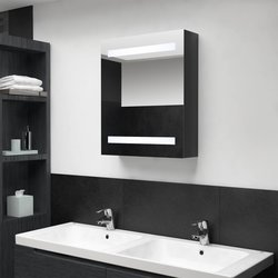 LED-Bad-Spiegelschrank Glnzendes Schwarz 50x14x60 cm