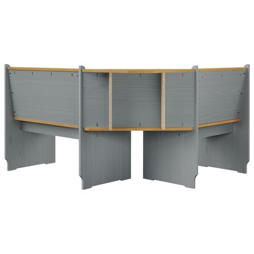 Eckbank 151 cm Massivholz Kiefer Honigbraun und Grau