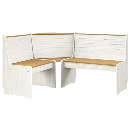 Eckbank 151 cm Massivholz Kiefer Honigbraun und Wei