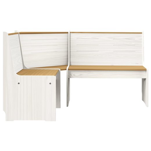 Eckbank 151 cm Massivholz Kiefer Honigbraun und Wei
