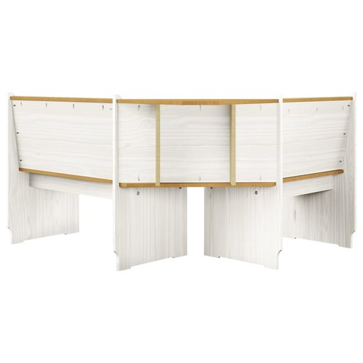 Eckbank 151 cm Massivholz Kiefer Honigbraun und Wei
