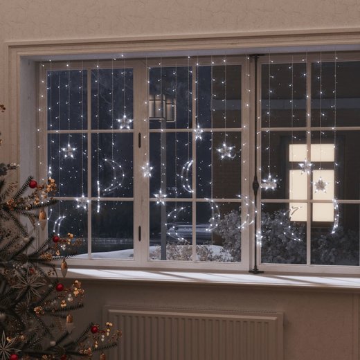 Lichterketten Stern und Mond Fernbedienung 345 LED Kaltwei