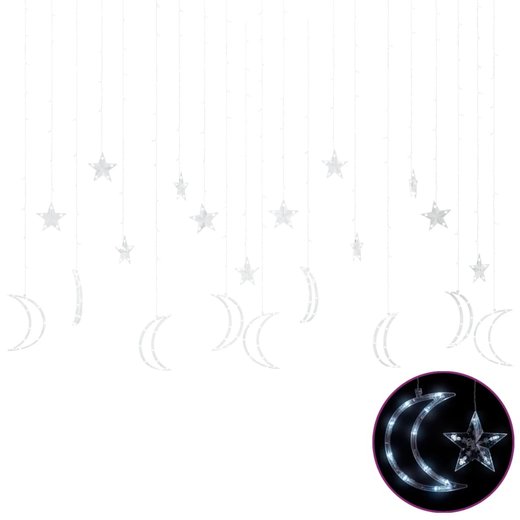 Lichterketten Stern und Mond Fernbedienung 345 LED Kaltwei