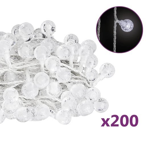 LED-Lichterkette Kugeln 20 m 200 LEDs Kaltwei� 8 Funktionen