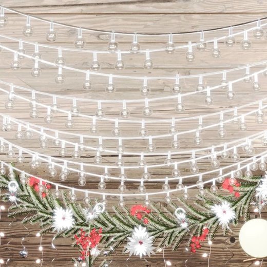 LED-Lichterkette Kugeln 20 m 200 LEDs Kaltwei� 8 Funktionen