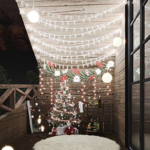 LED-Lichterkette Kugeln 40m 400 LEDs Kaltwei 8 Funktionen