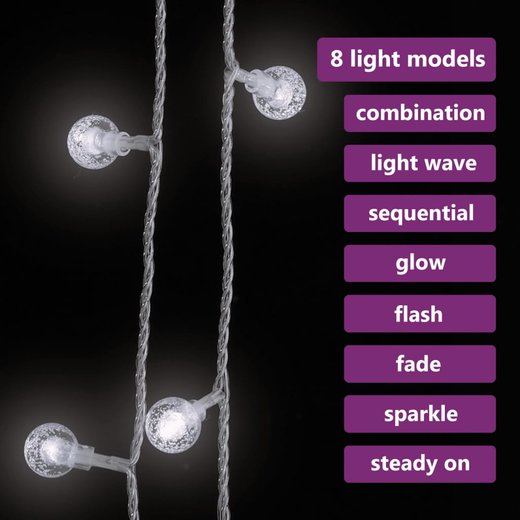 LED-Lichterkette Kugeln 40m 400 LEDs Kaltwei 8 Funktionen