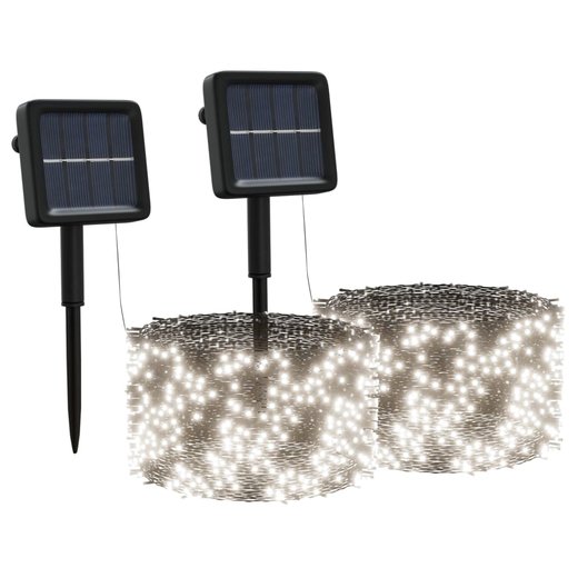 Solar-Lichterketten 2 Stk. 2x200 LED Kaltwei Indoor Outdoor