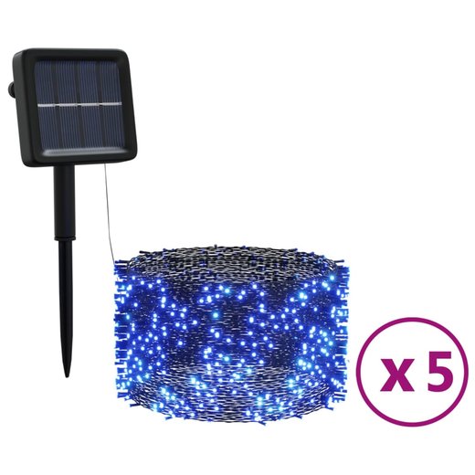 Solar-Lichterkette Indoor Outdoor 5 Stk. 5x200 LED Blau