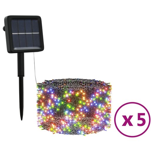 Solar-Lichterkette Indoor Outdoor 5 Stk. 5x200 LED Bunt