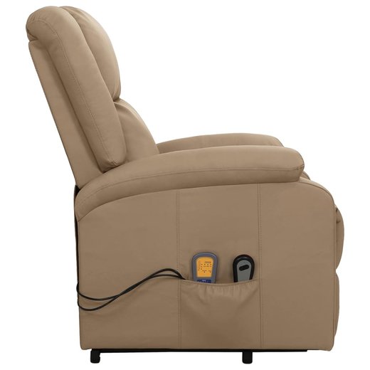 Massagesessel mit Aufstehhilfe Cappuccino-Braun Kunstleder