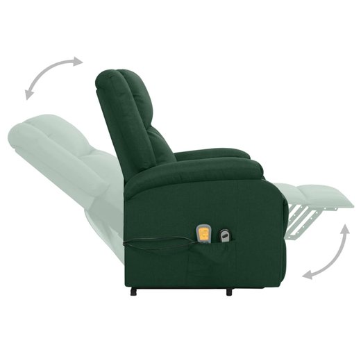 Massagesessel mit Aufstehhilfe Dunkelgrn Stoff