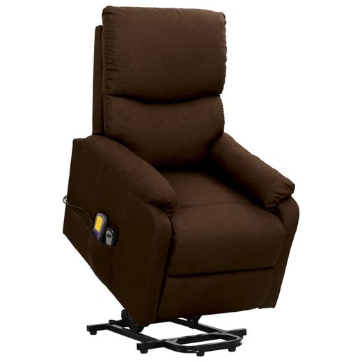 Massagesessel mit Aufstehhilfe Dunkelbraun Stoff
