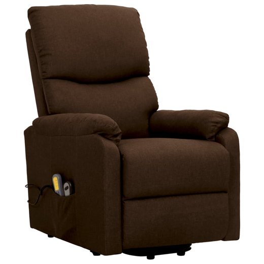 Massagesessel mit Aufstehhilfe Dunkelbraun Stoff