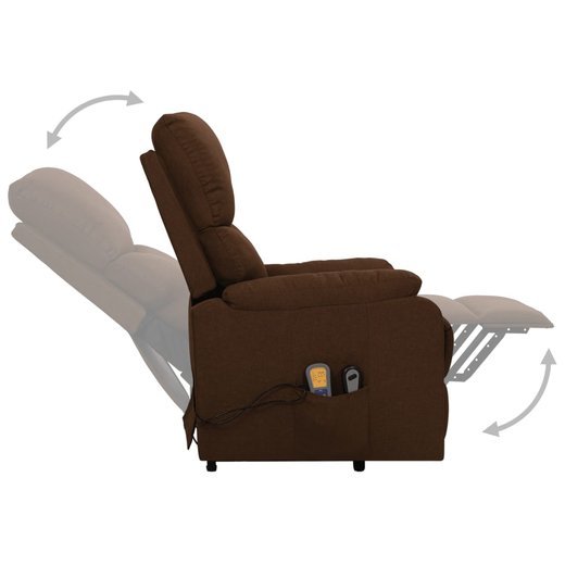 Massagesessel mit Aufstehhilfe Dunkelbraun Stoff