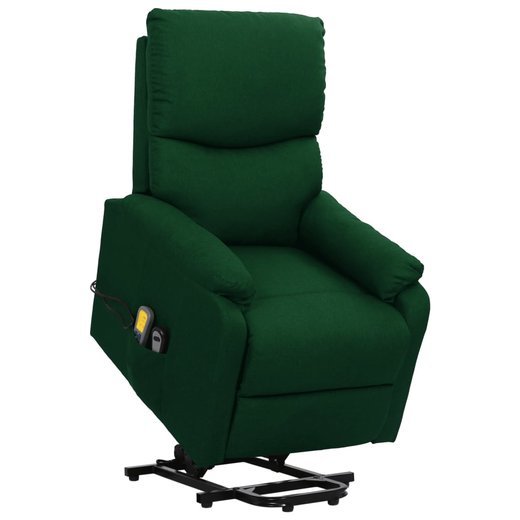 Massagesessel mit Aufstehhilfe Dunkelgrn Stoff