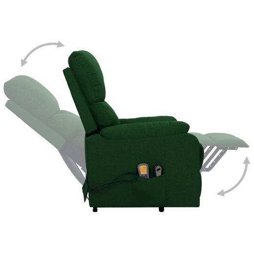 Massagesessel mit Aufstehhilfe Dunkelgrn Stoff