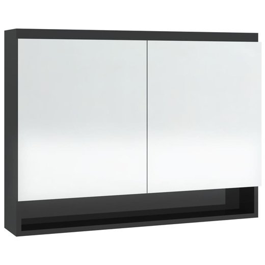 Bad-Spiegelschrank 80x15x60 cm MDF Glänzendes Schwarz