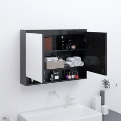 Bad-Spiegelschrank 80x15x60 cm MDF Glnzendes Schwarz