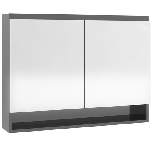 Bad-Spiegelschrank 80x15x60 cm MDF Glänzendes Grau