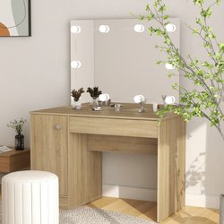 Schminktisch mit LED-Beleuchtung 110x55x145 cm MDF...