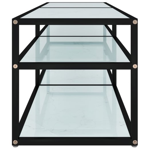 TV-Schrank Wei Marmor-Optik 140x40x40,5 cm Hartglas