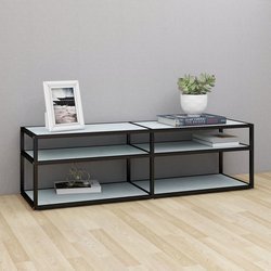 TV-Schrank Wei Marmor-Optik 140x40x40,5 cm Hartglas