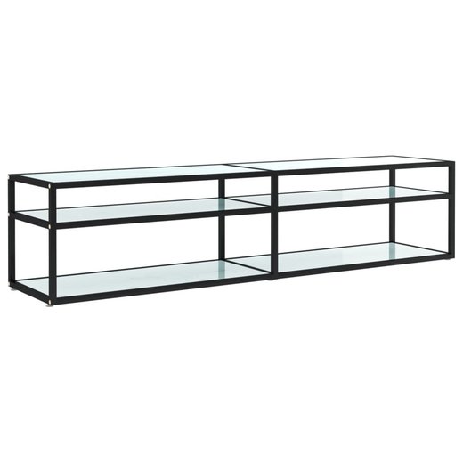 TV-Schrank Wei Marmor-Optik 180x40x40,5 cm Hartglas