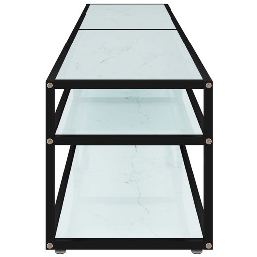 TV-Schrank Wei Marmor-Optik 180x40x40,5 cm Hartglas