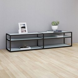 TV-Schrank Wei Marmor-Optik 180x40x40,5 cm Hartglas