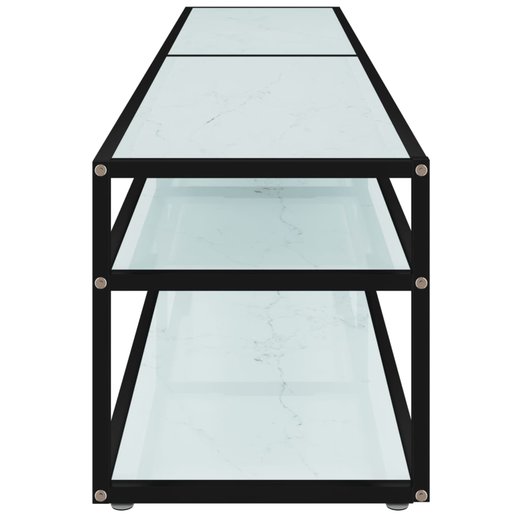 TV-Schrank Wei Marmor-Optik 200x40x40,5 cm Hartglas