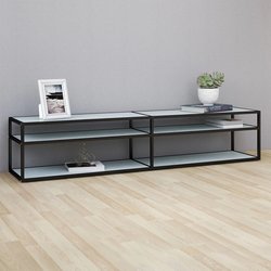 TV-Schrank Wei Marmor-Optik 200x40x40,5 cm Hartglas