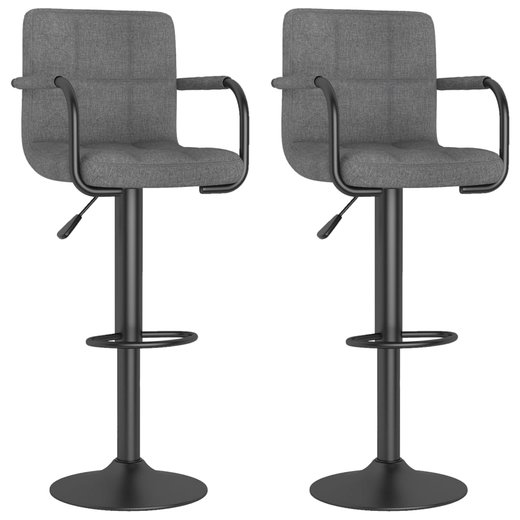 Barhocker 2 Stk. Hellgrau Stoff