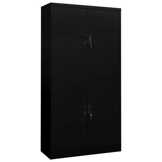Broschrank Schwarz 90x40x180 cm Stahl