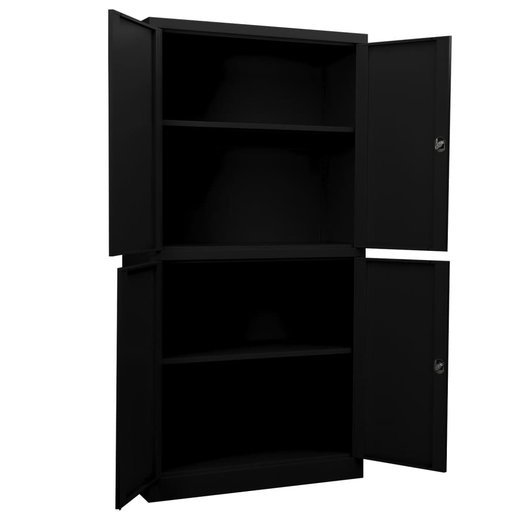 Broschrank Schwarz 90x40x180 cm Stahl