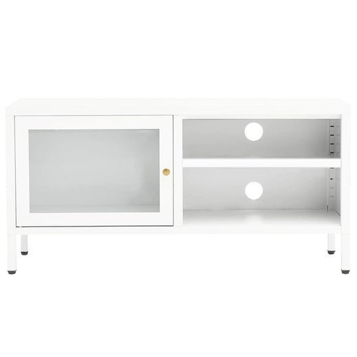 TV-Schrank Wei 90x30x44 cm Stahl und Glas