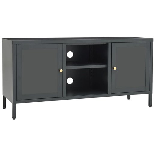 TV-Schrank Anthrazit 105x35x52 cm Stahl und Glas