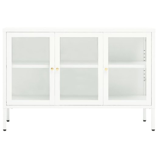 Sideboard Wei 105x35x70 cm Stahl und Glas