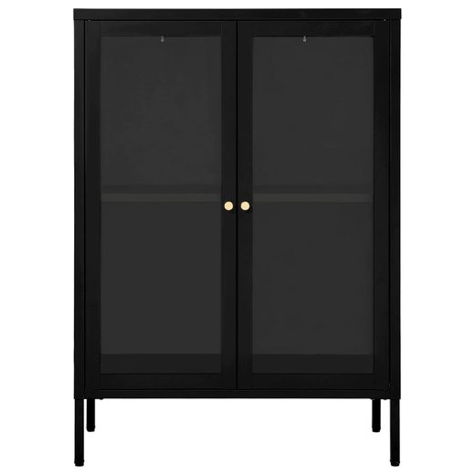 Sideboard Schwarz 75x35x105 cm Stahl und Glas