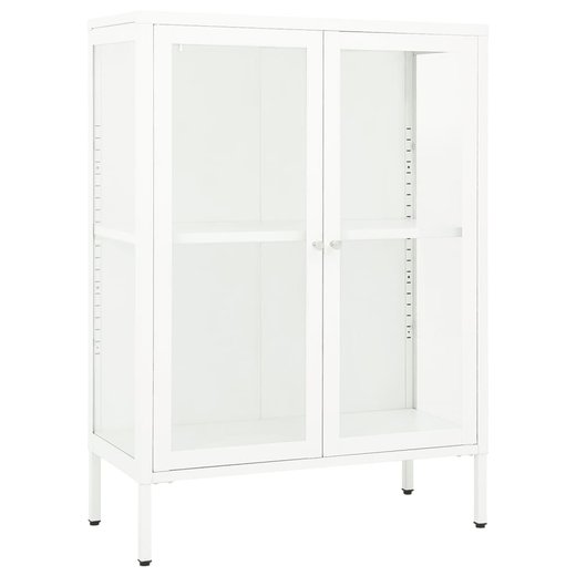 Sideboard Wei 75x35x105 cm Stahl und Glas