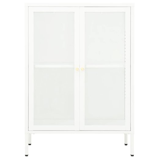 Sideboard Wei 75x35x105 cm Stahl und Glas